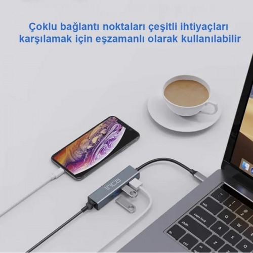 INCA IUTP-03T Gigabit TypeC Ethernet Çoklayıcı Hub