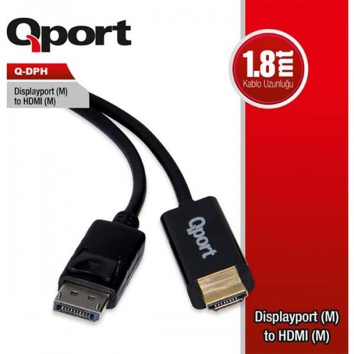 QPORT 1.8metre Q-DPH DP-HDMI Görüntü Kablosu