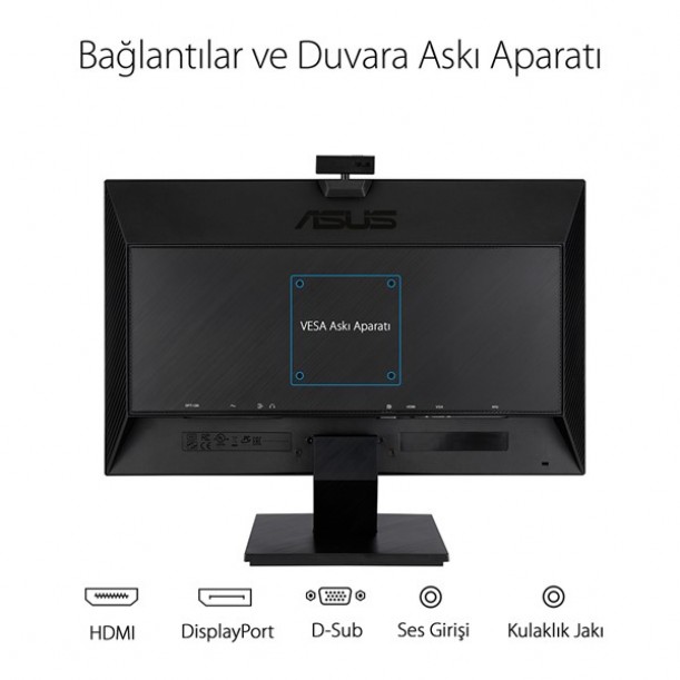 ASUS 23.8" IPS BE24EQK 5MS 60Hz HDMI-DP EV Ofis Tipi Monitör (1920 X 1080) Web Kameralı