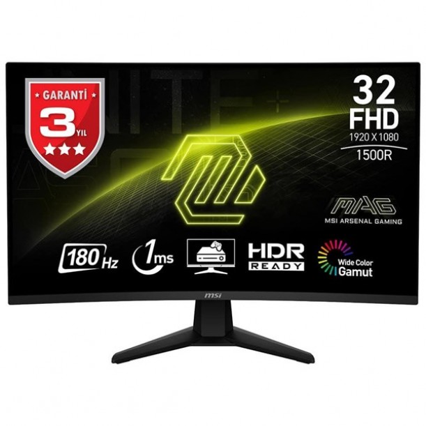 MSI 31.5" VA MAG 32C6 1MS 180HZ HDMI-DP KAVISLI GAMING MONİTÖR 2560X1440