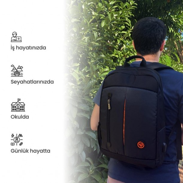 NPO CitylifePlus Smart 16" Siyah Notebook Sırt Çantası Çift Ana Bölmeli