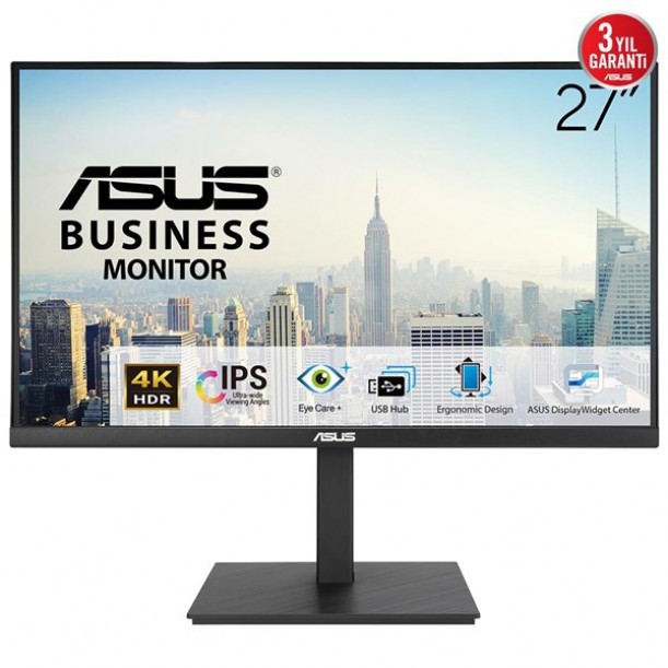 ASUS 27" IPS VA27UQSB 5MS 60HZ HDMI-DP USBC PIVOT KURUMSAL MONİRTÖR 3840X2160