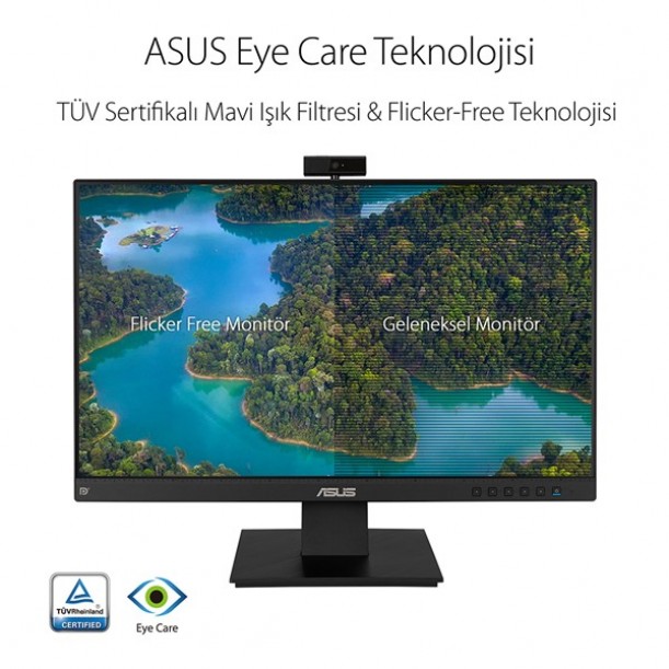 ASUS 23.8" IPS BE24EQK 5MS 60Hz HDMI-DP EV Ofis Tipi Monitör (1920 X 1080) Web Kameralı