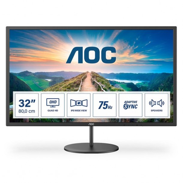 AOC 31.5" IPS Q32V4 4MS 75HZ HDM-DP EV OFİS MONİTÖRÜ 2560X1440