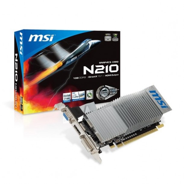 MSI G210 1GB N210-1GD3/LP DDR3 64bit HDMI DVI PCIe 16X v2.0 Fansız