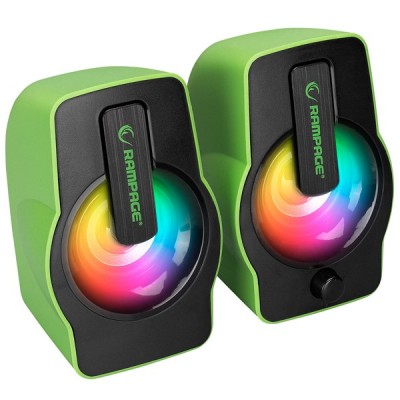 Rampage RMS-G7 FALSETTO 2.0 6 Watt RGB Ledli Yeşil Multimedia Gaming USB Speaker