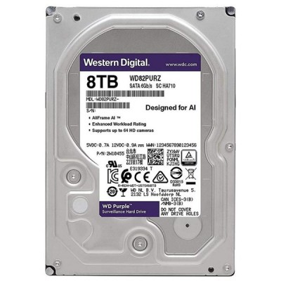 WD 3.5" 8TB PURPLE WD84PURZ 5400 RPM 128MB SATA-3 Güvenlik Diski