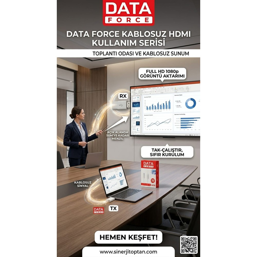 Dataforce Kablosuz Görüntü Aktarıcı 50M Mesafe